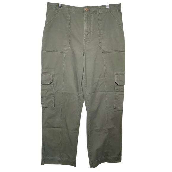 Abercrombie & Fitch Olive Green Cargo Pants Womens 14 Utility Straight Leg Y2K - Picture 1 of 6